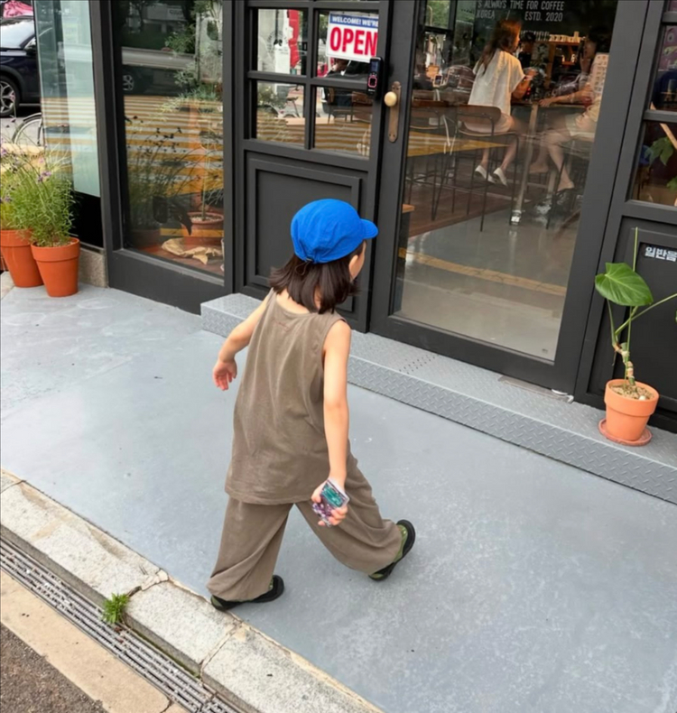 시우하루 카본 캡 블루 키즈 모자 유아 이미지