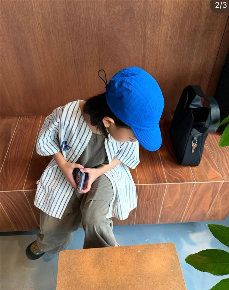 시우하루 카본 캡 블루 키즈 모자 유아 이미지