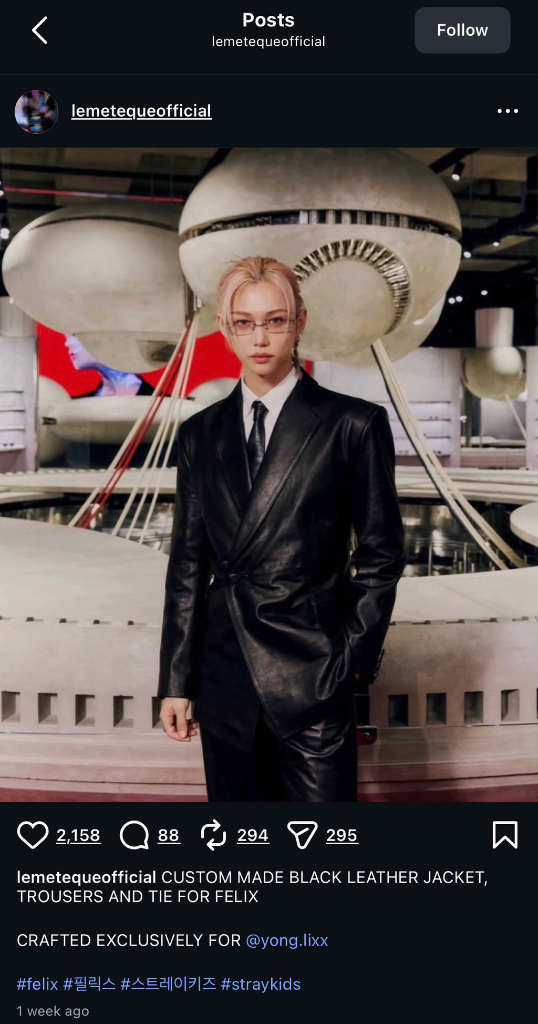 LEMETEQUE 르메테크 블랙 울 실크 더블 슈트 셋업 105 사이즈 이미지