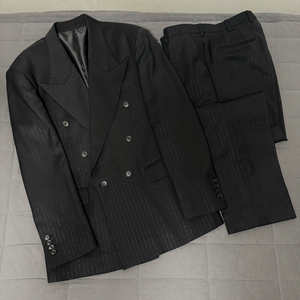 LEMETEQUE 르메테크 블랙 울 스트라이프 더블 슈트 셋업105사이즈 이미지