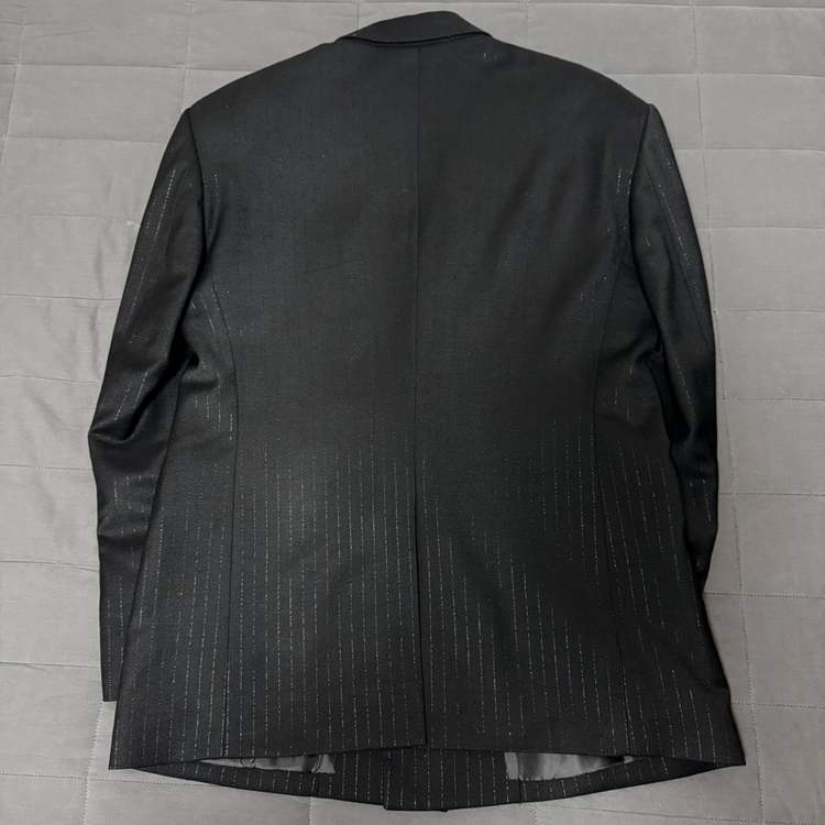 LEMETEQUE 르메테크 블랙 울 스트라이프 더블 슈트 셋업105사이즈 이미지