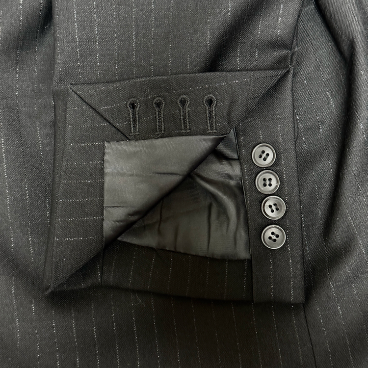 LEMETEQUE 르메테크 블랙 울 스트라이프 더블 슈트 셋업105사이즈 이미지