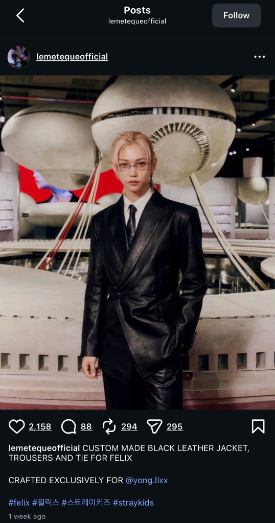 LEMETEQUE 르메테크 블랙 울 스트라이프 더블 슈트 셋업105사이즈 이미지