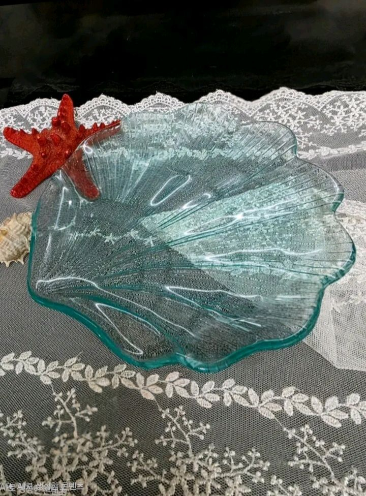 쉘 유리접시 빈티지접시 소품플레이트 이미지