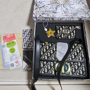 최상급 디올 몽테인30 오블리크 크로스백+카드지갑+키링+리본스카프 세트 새상품 이미지