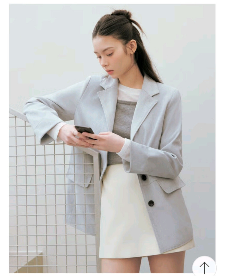 로엠 테일러드 스웨이드 자켓 RMJKG12R21 라이트블루 L사이즈 이미지