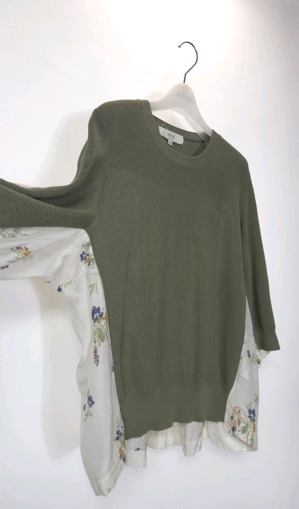 아떼 바네사브루노 실크 블랜딩 플라워 니트 블라우스 F 이미지