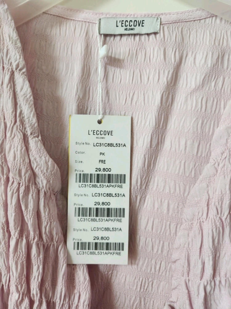 새상품 LECOVE 핑크 프릴 크롭 블라우스, 가디건 이미지