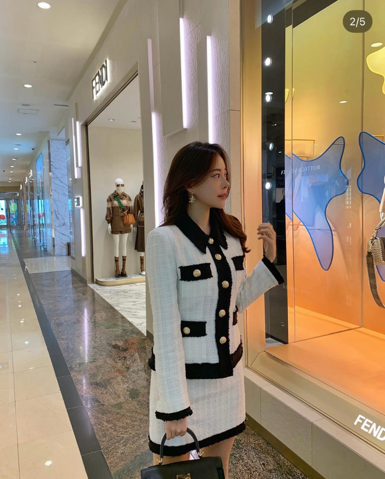 [새상품] 로아르 트위드 골드버튼 투피스 set 이미지