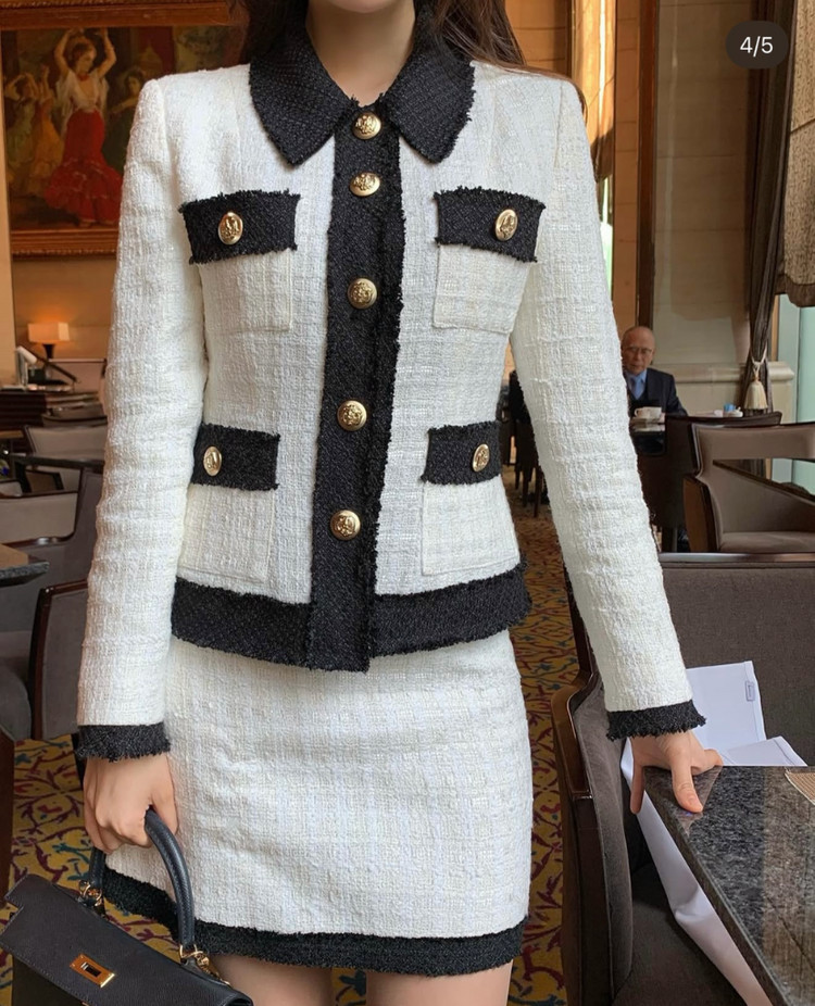 [새상품] 로아르 트위드 골드버튼 투피스 set 이미지