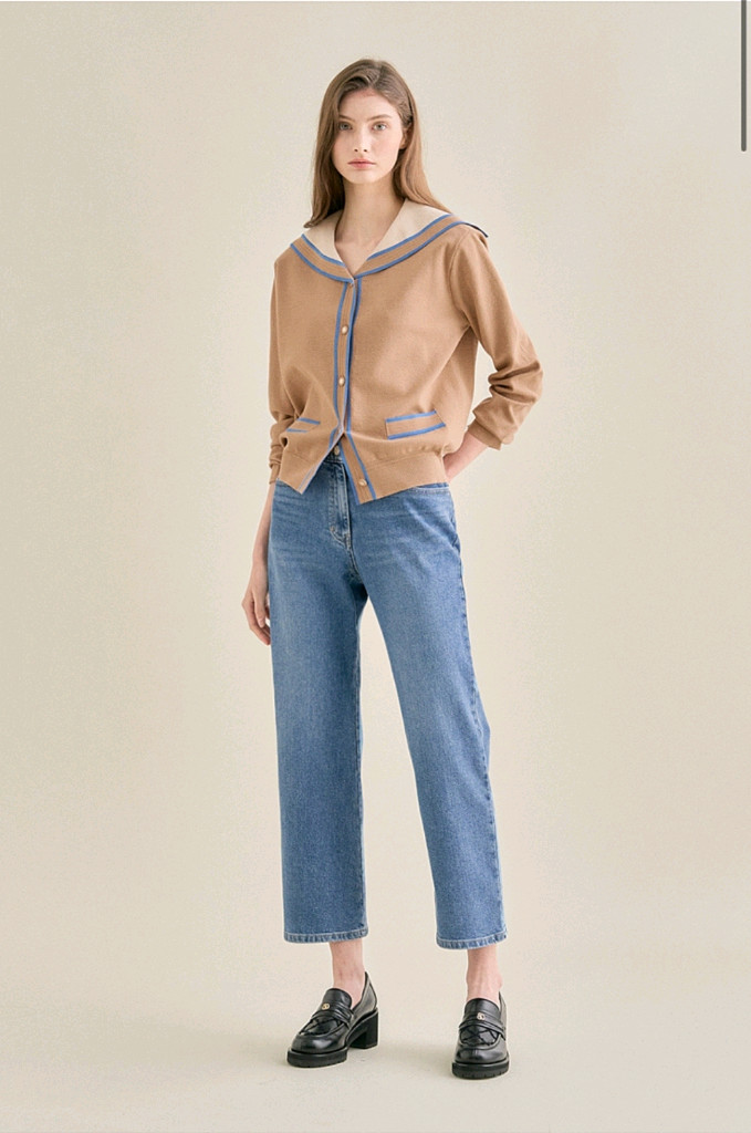 SJSJ 울 컬러라인 세일러 칼라가디건 랑방 마인 타임 더캐시미어 시스템 오브제 이미지