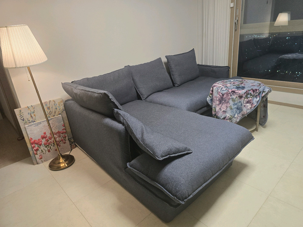 소파 2셋트[듀커 DK032 4인용 패브릭 차콜] 이미지