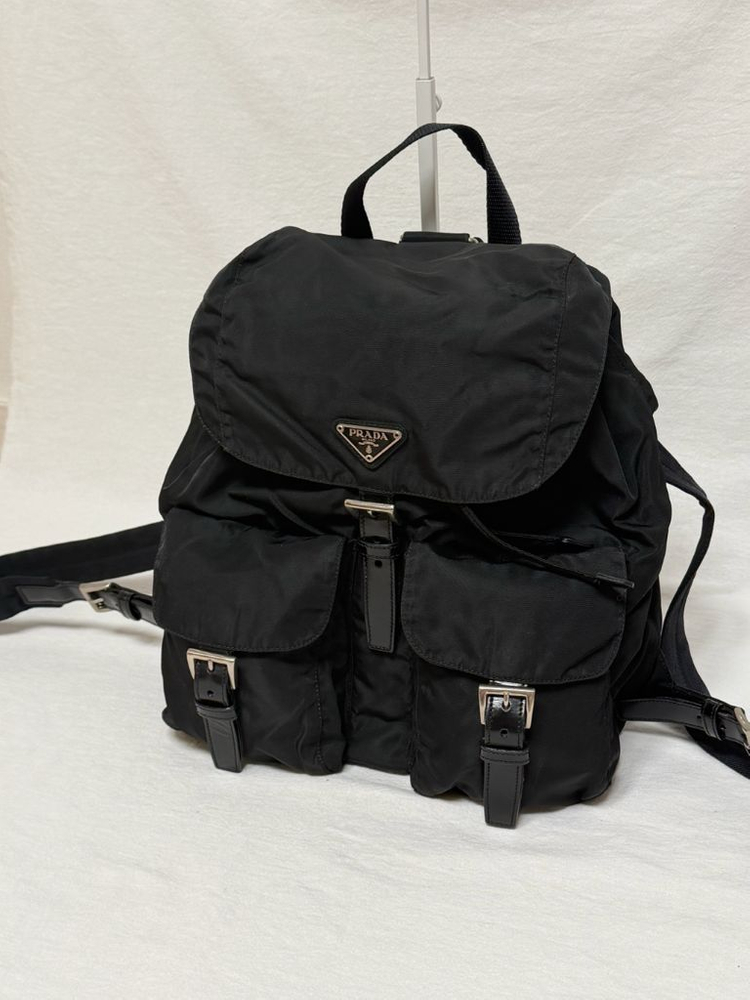 정품 프라다 포코노 나일론 투포켓 미디움 백팩 블랙 이미지