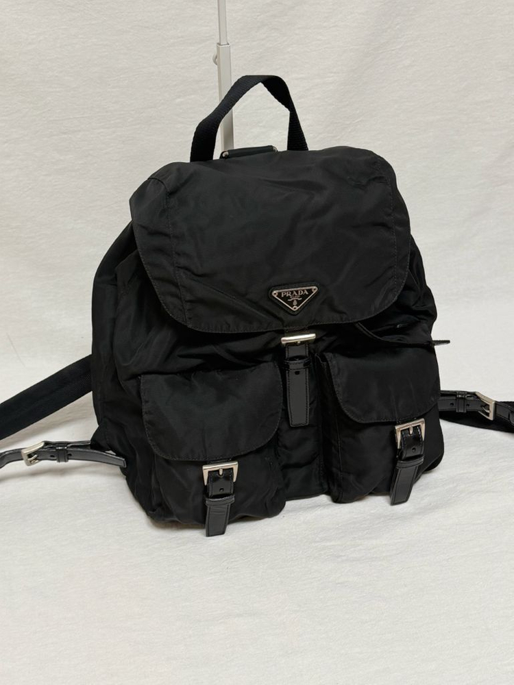 정품 프라다 포코노 나일론 투포켓 미디움 백팩 블랙 이미지