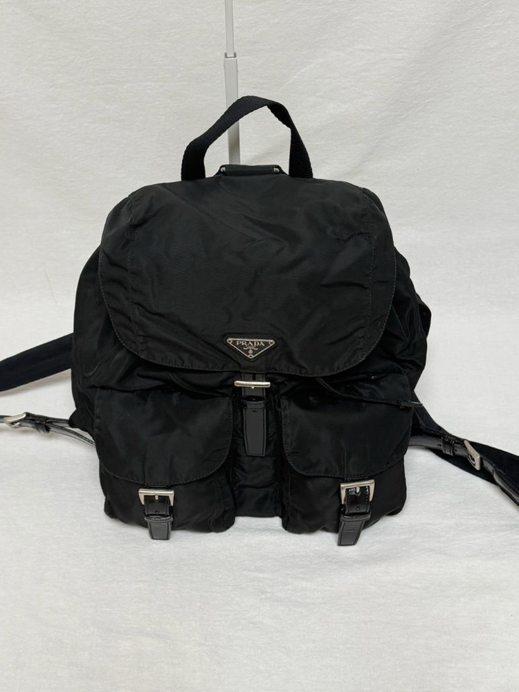 정품 프라다 포코노 나일론 투포켓 미디움 백팩 블랙 이미지