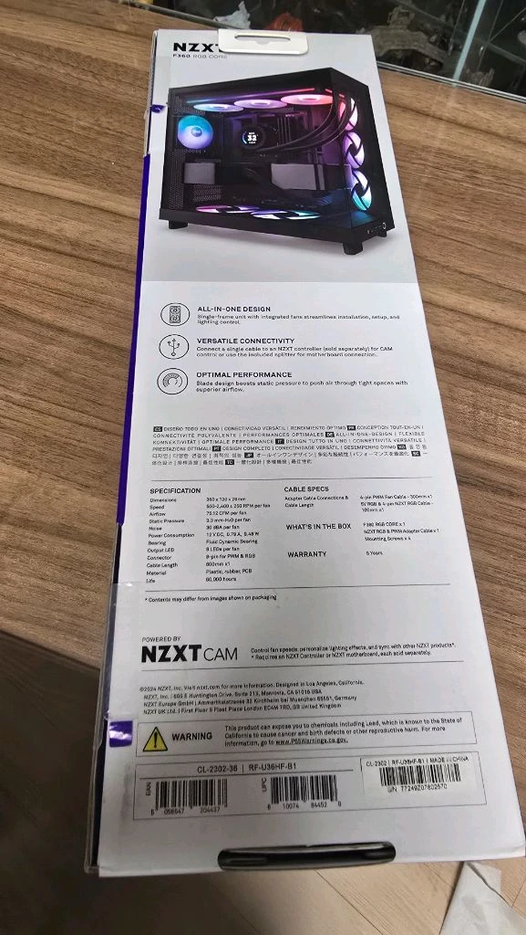 NZXT F360 RGB CORE 싱글프레임 시스템쿨러 블랙 이미지