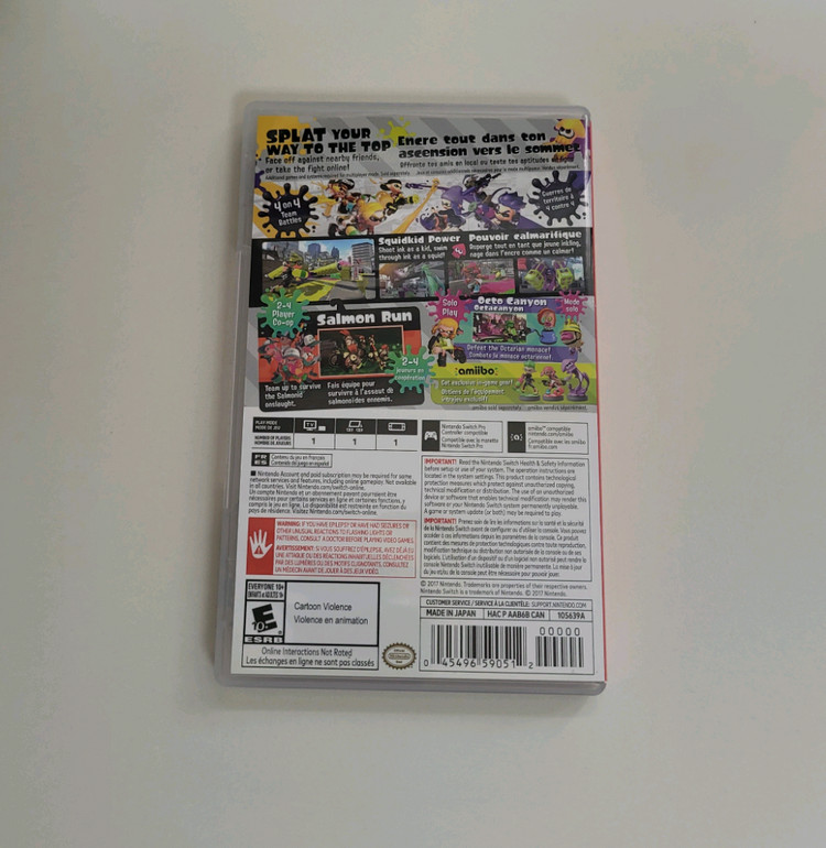 닌텐도 스위치 스플래툰2 북미판 닌텐도스위치 스플래툰 2 닌텐도칩 게임칩 이미지