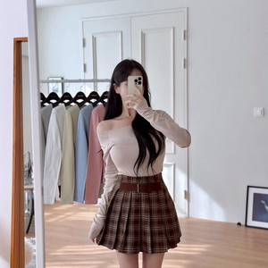 체크 플리츠 스커트 이미지