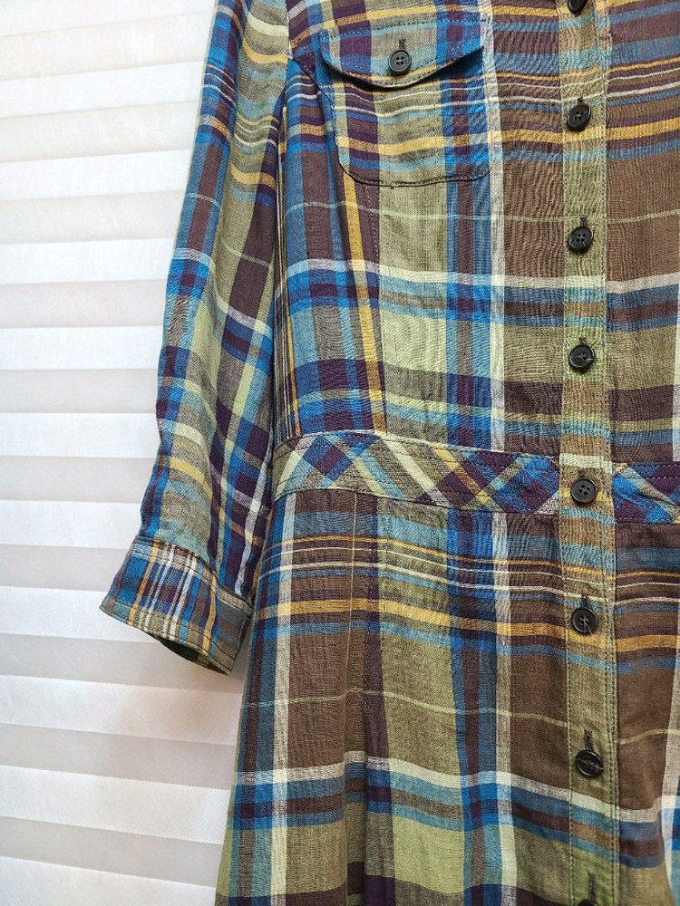 BCBG> 린넨100 체크 셔츠 원피스 이미지