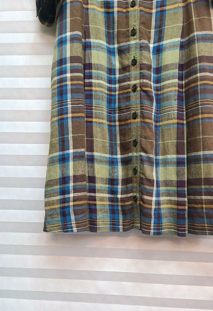 BCBG> 린넨100 체크 셔츠 원피스 이미지