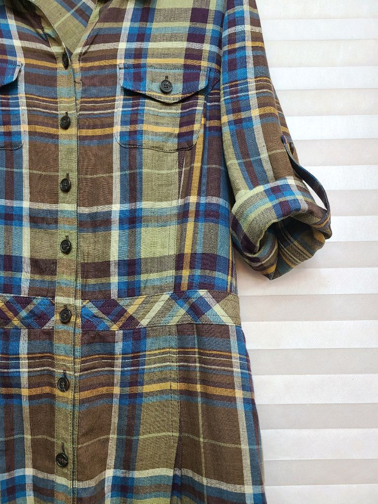 BCBG> 린넨100 체크 셔츠 원피스 이미지