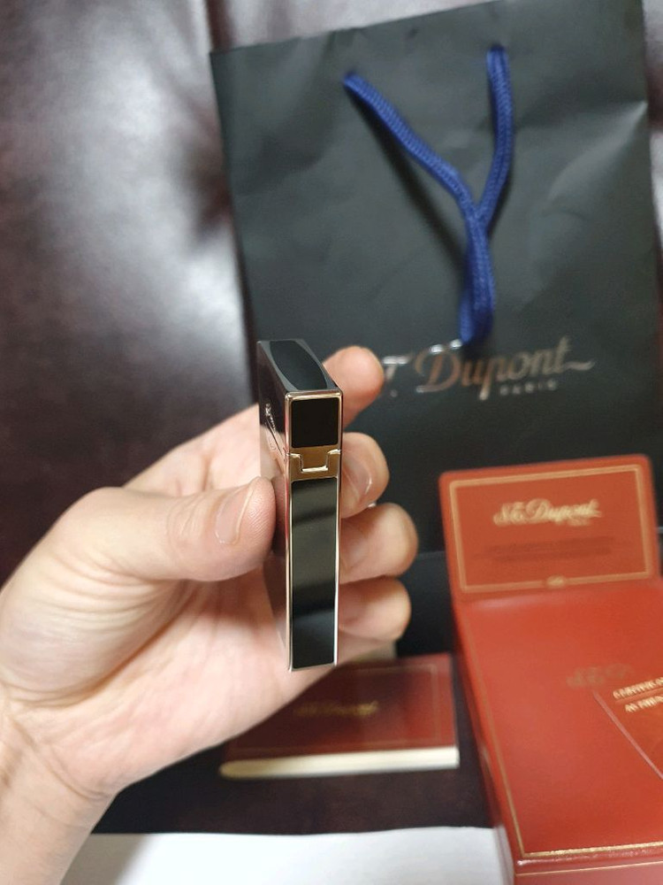 [새상품급] 듀퐁라이터 라인2 신형 ca16787 블랙 래커 팔라듐 백금 쌍불 듀퐁 라이타 이미지
