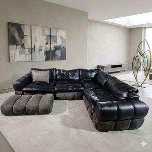 체리쉬 마에스트로 이태리 천연 통가죽 코너형 소파쇼파+스툴 이미지