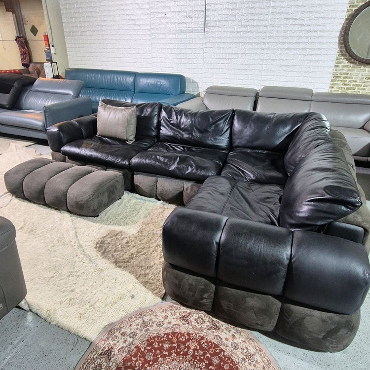 체리쉬 마에스트로 이태리 천연 통가죽 코너형 소파쇼파+스툴 이미지