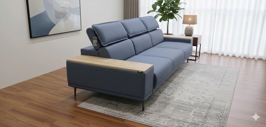 이태리 천연가죽 일자형 4인 소파(헤드레스트기능)(제작 새상품) 이미지