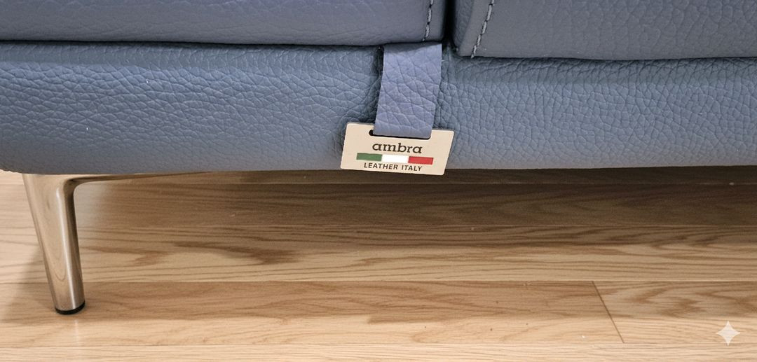 이태리 천연가죽 일자형 4인 소파(헤드레스트기능)(제작 새상품) 이미지