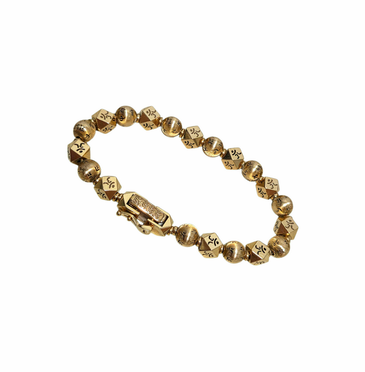 18k염주팔찌,남성팔찌,여성팔찌,할로우팔찌,볼팔찌 이미지