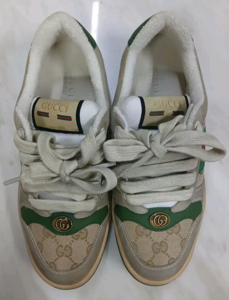 [새상품급 남여공용] 구찌 스크리너 레더. 화이트 스니커즈 신발 38사이즈 루이비통 샤넬 펜디 프라다 에르메스 디올 이미지