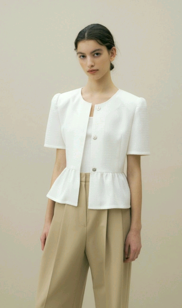 octette 오떼뜨 트위드 프릴 자켓 반팔 이미지