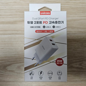 (미개봉) 서진네트웍스 유니콘 KA-250PD 화이트 듀얼 2포트 PD 고속충전기 이미지