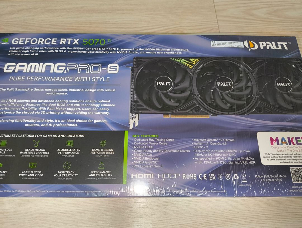 미개봉 이엠텍 팰릿 RTX 5070 ti 게이밍프로 s 이미지