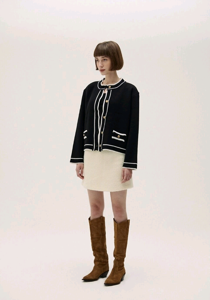 하케쉬 코코라인 니트 가디건 블랙 트위드 자켓 / 트위 리엘 언에디트 엽페 논로컬 드파운드 메이비베이비 룩캐스트 이미지