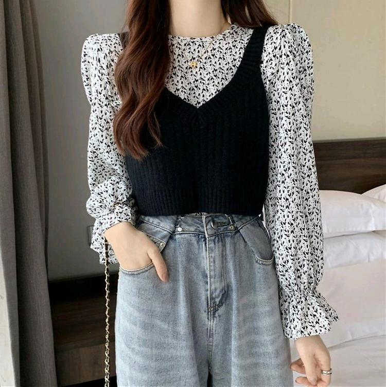 세컨드세컨 레이어드 니트 골지 나시 브이넥 뷔스티에 / 크림치즈마켓 베이델리 피터앤웬디 메이비베이비 아뜨랑스 케이 이미지