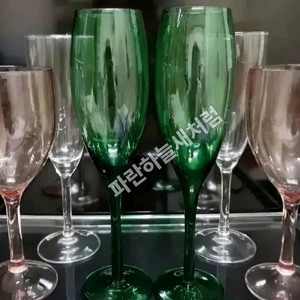 미국유리컵80s그린플르트 리비와인잔 2p일괄 이미지