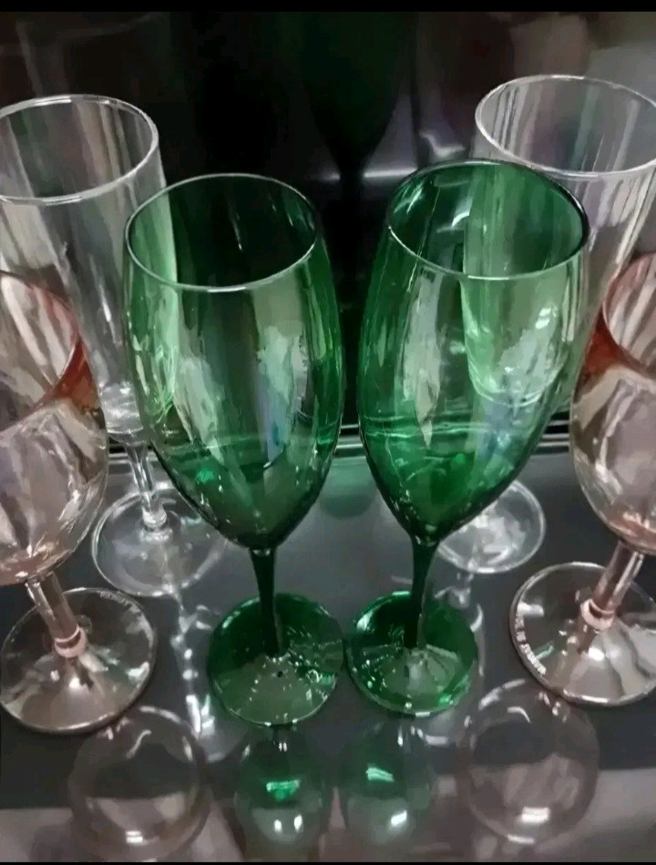 미국유리컵80s그린플르트 리비와인잔 2p일괄 이미지