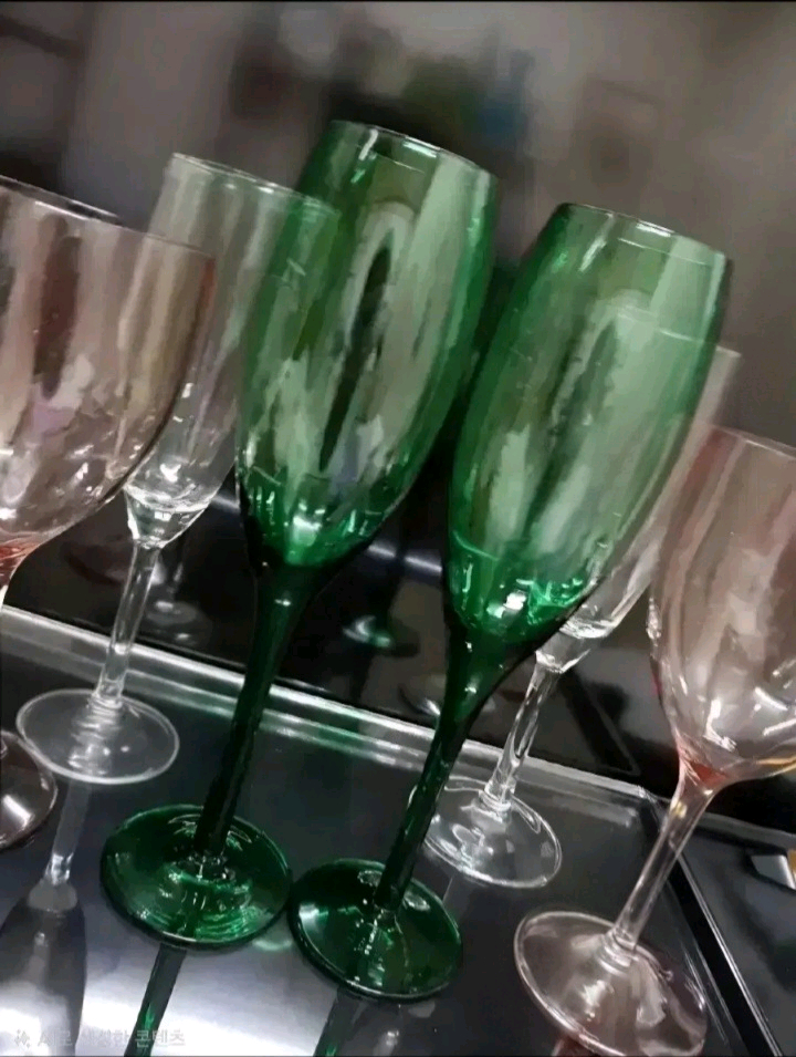 미국유리컵80s그린플르트 리비와인잔 2p일괄 이미지