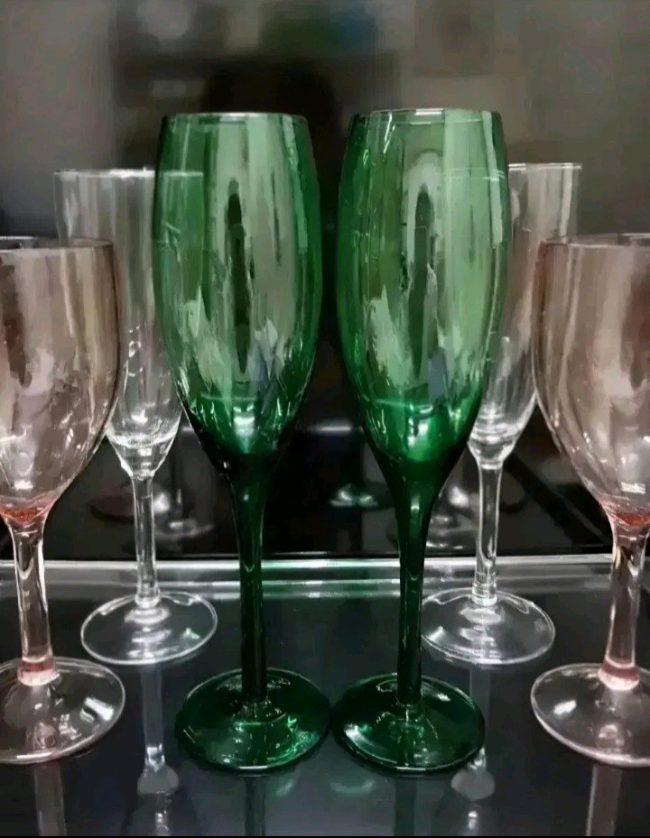 미국유리컵80s그린플르트 리비와인잔 2p일괄 이미지