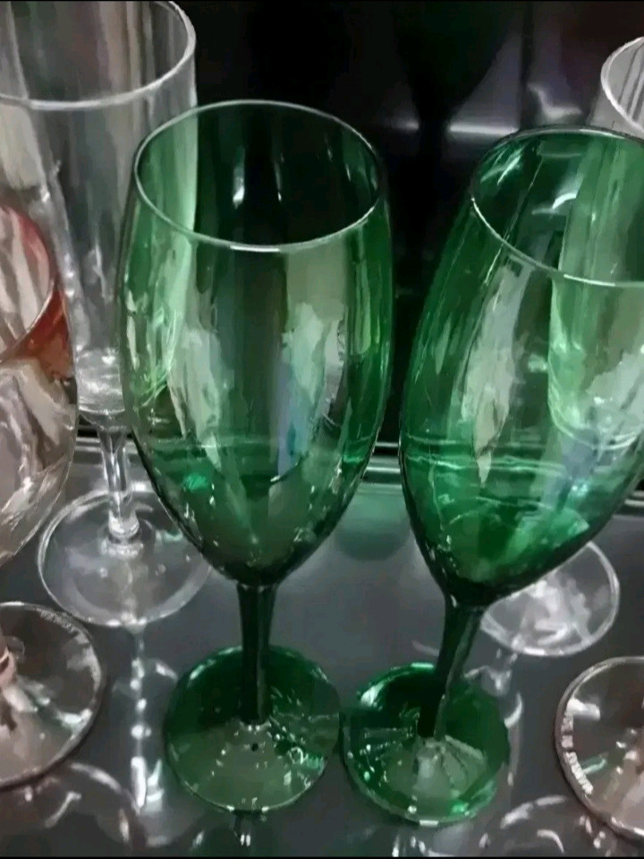 미국유리컵80s그린플르트 리비와인잔 2p일괄 이미지