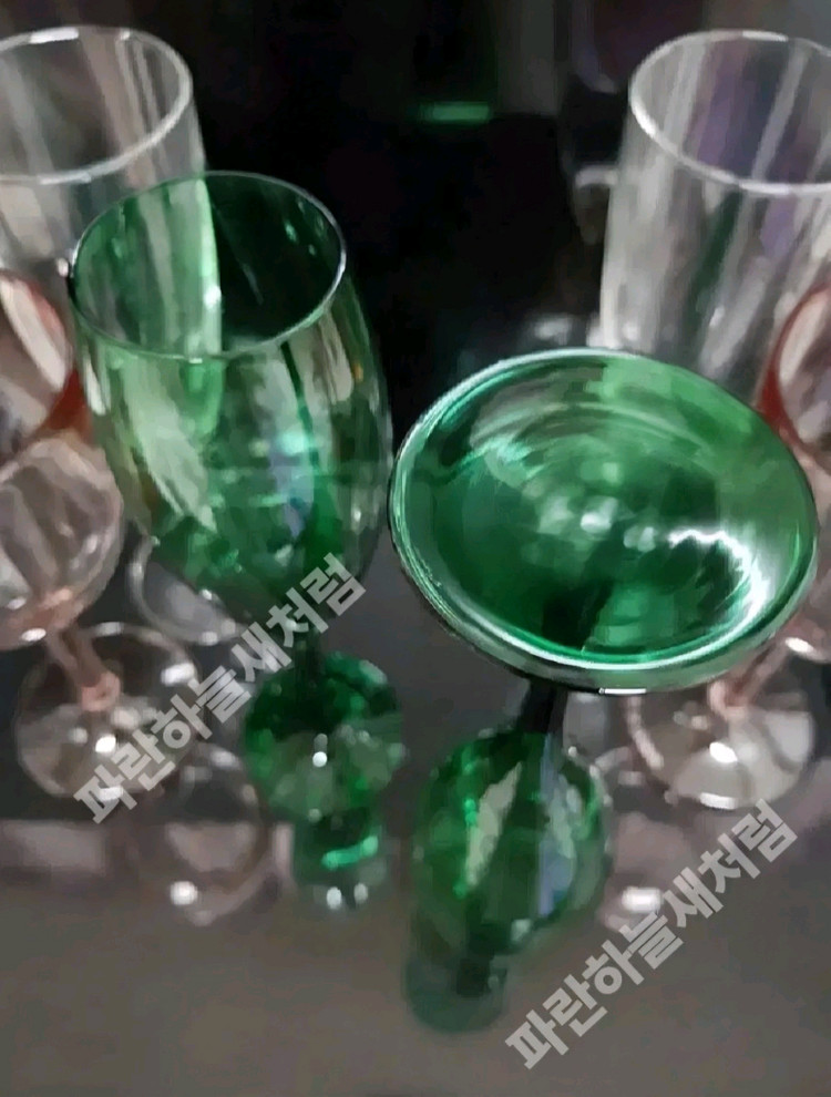 미국유리컵80s그린플르트 리비와인잔 2p일괄 이미지