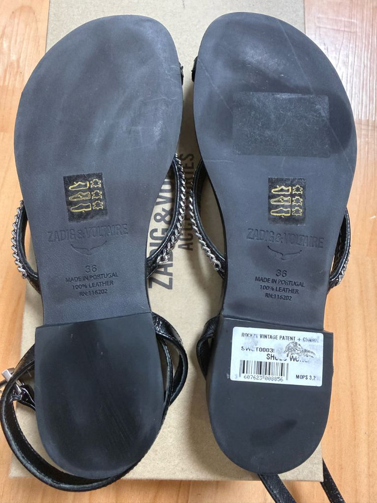 자딕앤볼테르(Zadig & Voltaire) 록지(Rockzy) 블랙 가죽 샌들 36(230) 이미지