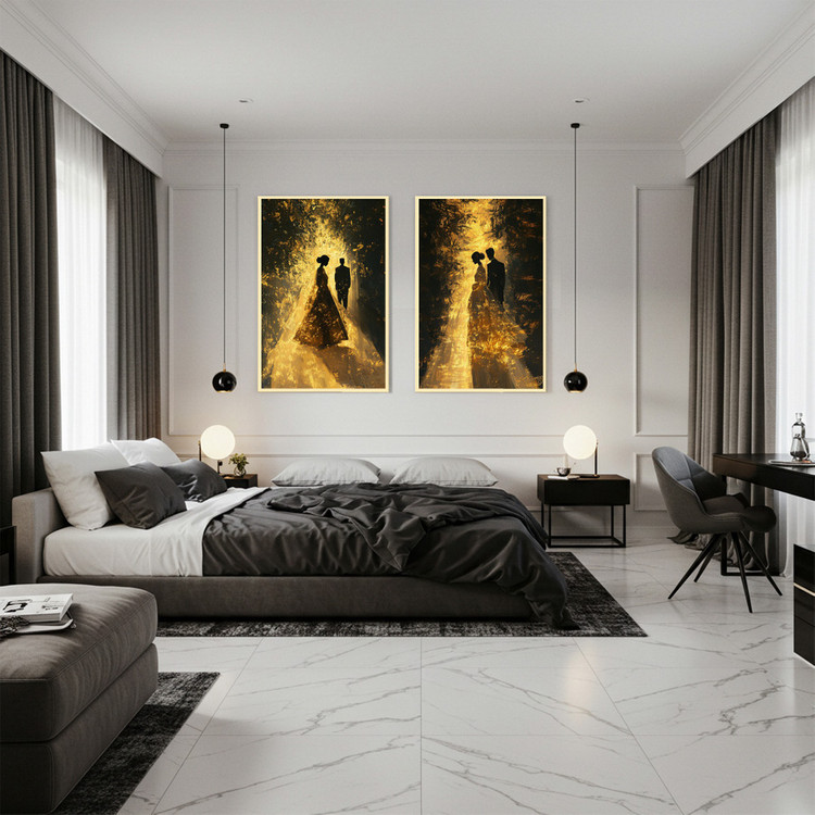 황금의 침묵 그림 액자 팝아트 인테리어소품 웨딩커플그림 신혼부부액자 거실분위기 전환용 감성적인 대형 아트포스터 인테 이미지