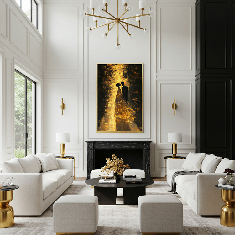 그림 액자 팝아트 인테리어소품 황혼의 약속 신혼부부 웨딩그림 커플액자 고급 대형 거실인테리어 분위기 좋은 아트 선물 이미지