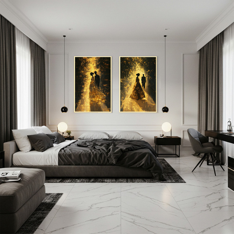그림 액자 팝아트 인테리어소품 황혼의 약속 신혼부부 웨딩그림 커플액자 고급 대형 거실인테리어 분위기 좋은 아트 선물 이미지