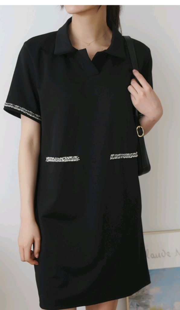 블랙 카라 수술 미니원피스 55-77 이미지