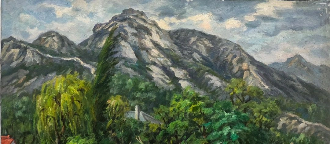 *서양화 하석만 인왕산과마을 풍경 유화그림.12호(F) 이미지