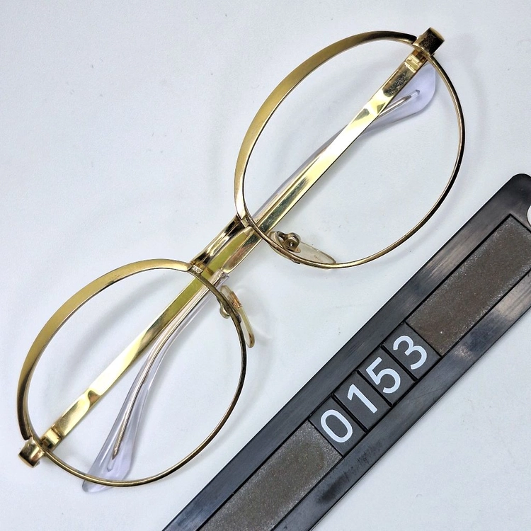 80s 일본제 빈티지 데드스톡 미사용/골드 브로우라인 포인트 안경테 133mm 라운드형 클래식 레트로 앤틱 패션 이미지